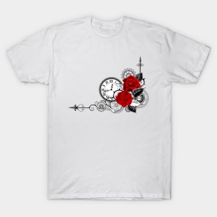 Corner Composition with Clock and Red Roses T-Shirt